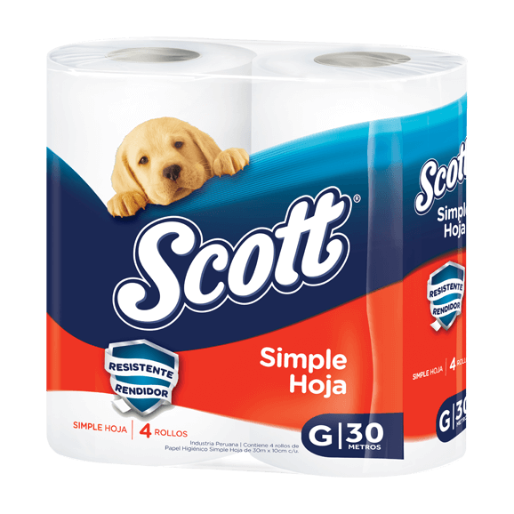 scott simple hoja g 4 rollos pack azul y naranja 30 metros